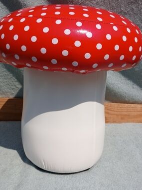 Whimsical Red and White Polka Dot Mushroom Stool